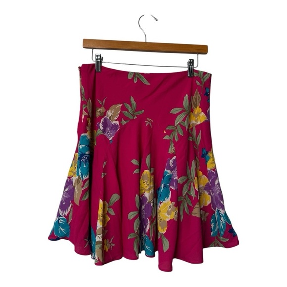 LRL Ralph Lauren Black Label Pink Floral Georgette Mini Skirt Size 10 NEW - Picture 6 of 15